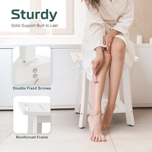 Waterproof HIPS Shower Bench for Inside Shower, Shower Stool, White - Image 5