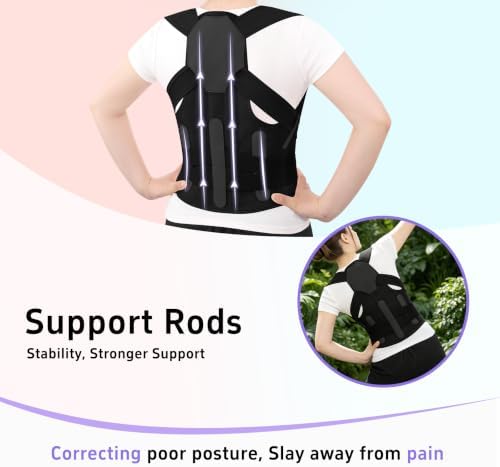 Posture Corrector for Women and Men Back Brace Straightener Pain Relief Back Support Lightweight Adjustable Hump Scoliosis Traction Correction Helps Reduce Upper Hunchback Slouching Kyphosis Black X-Large - Image 2
