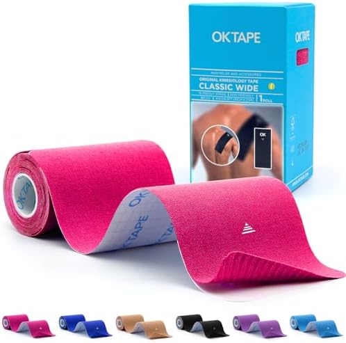 OK TAPE Extra Wide Kinesiology Tape for Shoulder, Back, Precut Strips by OKTAPE