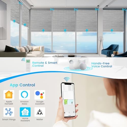 Motorized 100% Blackout Roller Shades – Custom Smart Blinds with Remote Control, Rechargeable Battery or Plug-in Motor, Tuya WiFi Optional, Home & Office Automatic Window Shades (Light Gray/CH9422) - Image 2
