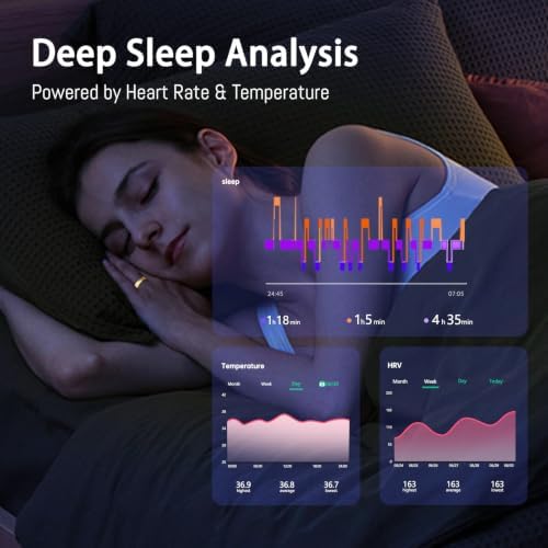 Smart Ring for Women & Men, Health Tracker Ring with Heart Rate, Blood Oxygen,Blood Pressure, IP68 Waterproof Fitness Ring, Sleep Tracker for iPhone and Android, No APP Fee - Image 4