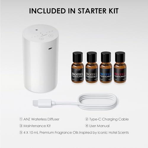 ANZ Waterless Essential Oil Diffuser Starter Kit, White - Image 6