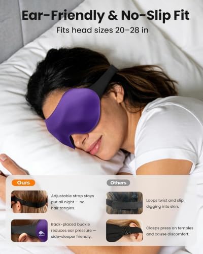 3 Pack Sleep Masks for Side Sleepers, True Blackout 3D Eye Mask for Sleeping, Zero Eye Pressure, Lash-Friendly, Adjustable Soft Eye Cover for Women Men, Travel Night Blindfold - Image 6