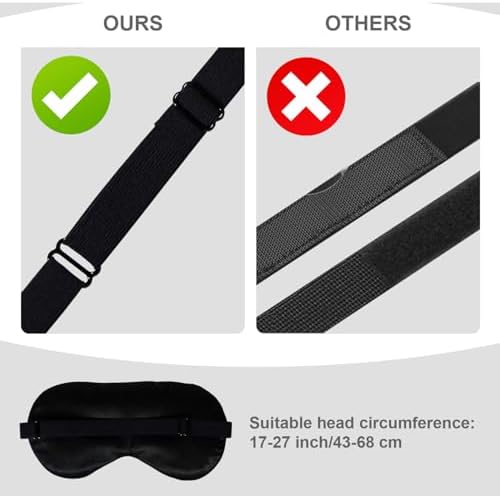 Silk Sleep Mask, Black, Adjustable Strap for Light Blocking, Travel Rest, Puffy Eyes Relief, Single Pack (Black) - Image 3