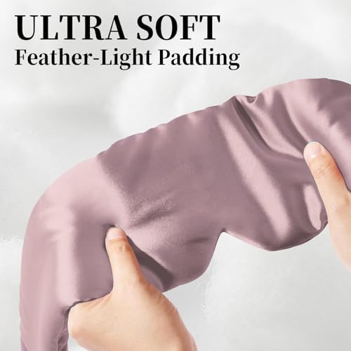 100% Mulberry Silk Sleep Mask, Large Eye Cover for Sleeping, Comfortable and Pressure-Free Sleeping Masks for Women Men, Completely Blackout (Light Plum) - Image 3