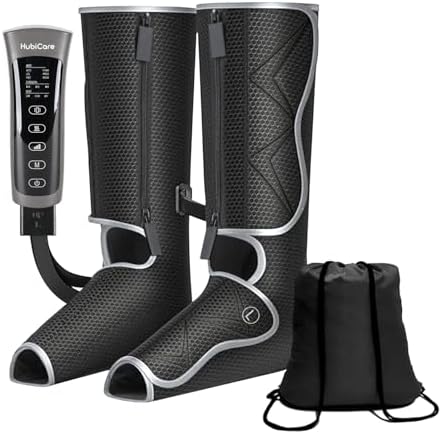 HuBDIC HubiCare Cordless Calf and Feet Massager with Heat and Air Compression for Circulation and Pain Relief, 5 Modes with 5 Intensities, Reduce Swelling, Muscles Relaxation Device (Black) by HuBDIC