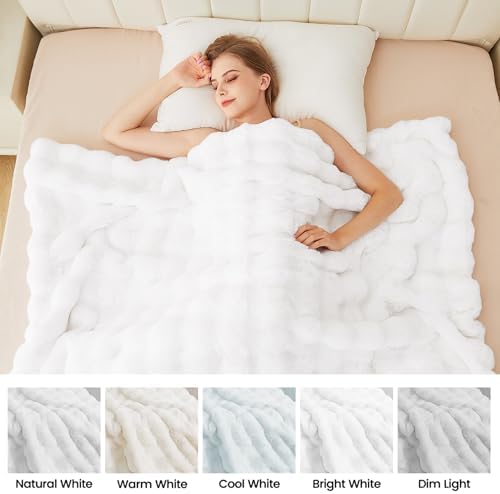 ORINOVA White Furry Blanket King Size Soft Faux Fur Throw Fuzzy Bunny Fur Blanket for Bed Cozy 90x108 Fluffy Blankets King for Bedroom Living Room Home Decor Gifts 1000 GSM - Image 7