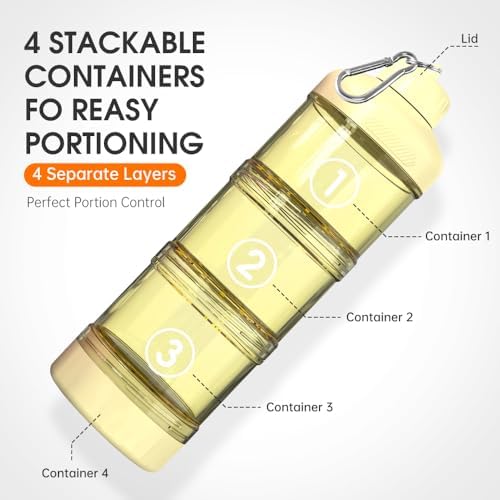 BYLWORKOUT 3-Layer Protein Powder Container with Funnel and Keychain - Image 2