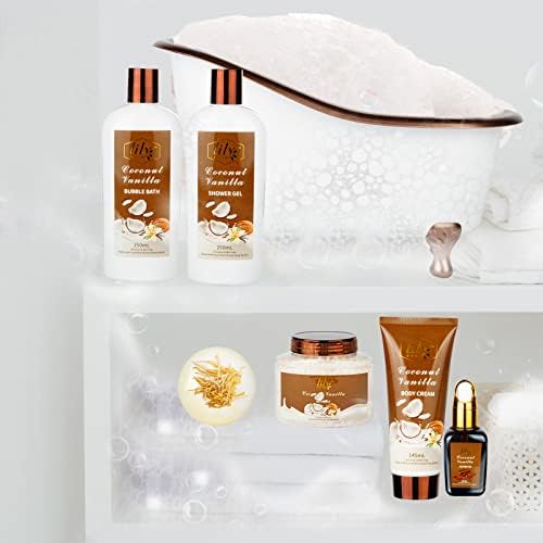 Coconut Vanilla Spa Gifts, 7Pcs Moisturizing Gift Set for Women & Men - Image 6