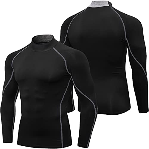 SPVISE Men's Compression Shirts Long Sleeve Mock Turtleneck Workout Tops - Image 2