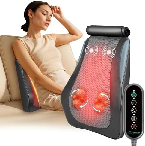 Snailax Back Massager for Back Pain Deep Tissue, Shiatsu Neck Back Massager with Heat, 3D Kneading Chair Massage Pillow, Neck Shoulder Massage, Gifts for Mom, Dad, Women by Snailax