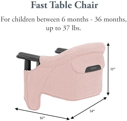Inglesina Fast Table Chair, Powder Pink - Portable Baby High Chair - for Babies & Toddlers up to 37 lbs - Collapsible - Fits Tables 0.8'' to 3.5'' Thick - Compact & Easy to Use - Travel Bag Included - Image 3