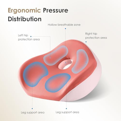 FLORICH Upgraded Ergonomic Memory Foam Car Seat Cushion with Lumbar Support, Non-Slip, Washable Driving Seat Cushion for Back & Sciatica Pain Relief, Large Car Seat Cushion Driver, Office-Pink - Image 6