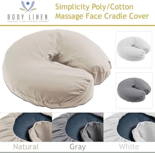 Body Linen Simplicity Poly Cotton Massage Face Cradle Covers (Natural, 10 Pack) - Clean, Crisp Fabric for Frequent Use and Washing, Colorfast and Latex-Free, Fits All Standard Massage Tables - Image 3