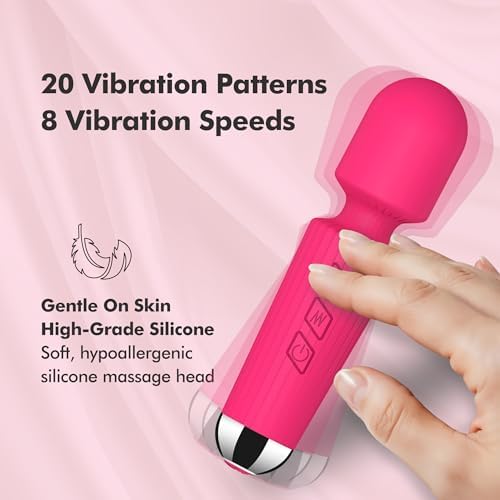 Portable Quiet Vibrating Mini Massager for Women & Men, Personal Handheld Electric Massager for Back Neck Shoulder Muscle Pain Relief & Relaxation, 20 Modes 8 Speeds (Red) - Image 2