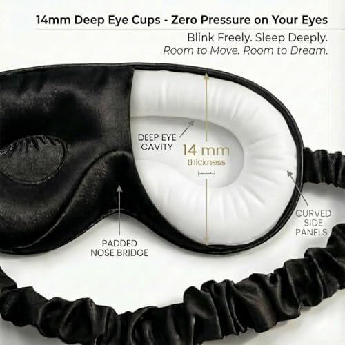 MATASSE 100% Mulberry Silk Sleep Mask, 22 Momme Grade 6A, Black - Image 5