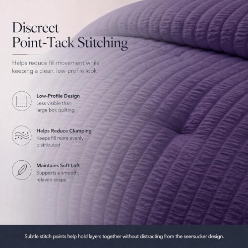 CozyLux Full Size Comforter Sets, 7 Pieces Purple Seersucker Bed in a Bag - Image 4