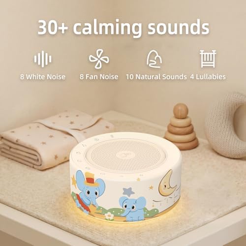 Kipcush White Noise Machine for Baby & Adults, Sleep Sound Machine with 30 Soothing Sounds, 8-Color Night Light, Memory Function, White Noise for Sleeping, Nursery, Office, Travel, Relaxation - Image 3