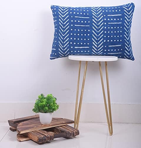 Trade Star Geometric Luxurious Ethnic Cushion Case Decorative Authentic Pillow Case Lumbar Cushion Cover 100% Cotton Throw Pillow Cover for Bedroom Spring Pillow Case (Indigo Snow 12X18 INCHES) - Image 5