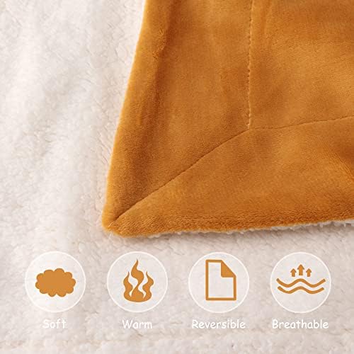 NANPIPER Baby Sherpa Blanket,Warm Toddler Throw Blanket,Soft Newborn Fleece Blanket for Winter(Ginger Yellow,30x40 inches) - Image 5