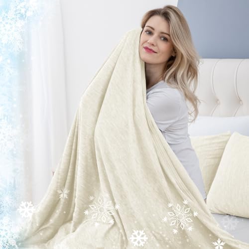 CHOSHOME Cooling Blanket for Hot Sleepers Lightweight Summer Cold Thin Blankets for Sleeping, Hot Flashes Night Sweats, Soft Blanket for Bed, Twin Size, Beige by CHOSHOME