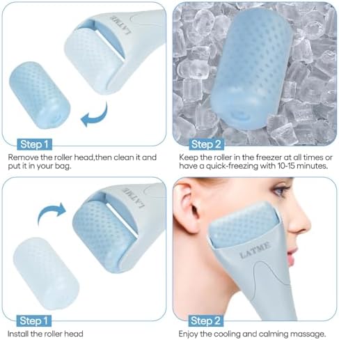 LATME Ice Roller for Face Eyes,Womens Gifts,Face Massager Roller Puffiness Migraine Pain Relief and Minor Injury (Smoggy Blue) - Image 5