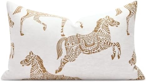 Lumbar Pillow Covers 12x20 inches, Double Sided Orange Horse Pattern Jacquard Embroidery Pillow Cover, Luxury Throw Pillow Cushion Cover for Sofa Bed Decor by AIBUHOME