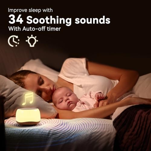 HEYAXA White Noise Sound Machine with 7 Colors Night Light 34 Soothing Sounds, Portable Sound Machine for Baby Adults Kids Sleep with 30 Volume Levels 4 Timers Adjustable Brightness (Black) - Image 2