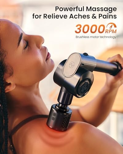 NAPRE Massage Gun with Heat and Cold Head,Deep Tissue Percussion Back Massager for Muscle/Neck/Body Pain Relief with Long Extension Retractable Handle,32-Speeds,Foldable with 5 Adjustable Angles - Image 6