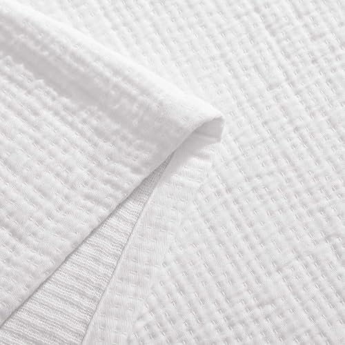 Tommy Hilfiger - King Cotton Blanket, Woven Running Stitched Bedding, Medium Weight Soft Blanket, Anti-Pilling & Fade Resistant, Ideal for Layering, Oeko-TEX Certified (White) - Image 6