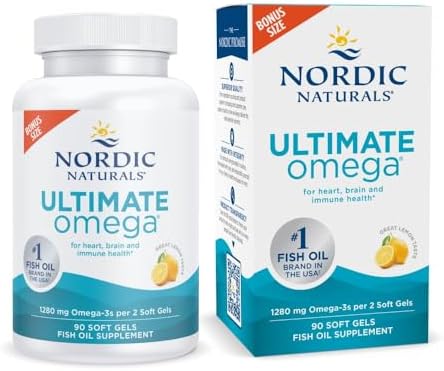 Nordic Naturals Ultimate Omega, Lemon Flavor - 90 Soft Gels - 1280 mg Omega-3 - High-Potency Omega-3 Fish Oil Supplement with EPA & DHA - Promotes Brain & Heart Health - Non-GMO - 45 Servings by NordicNaturals