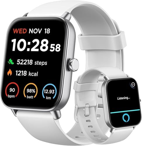 Gydom Smart Watches for Women Men [Alexa Built-in, 1.8"] Smartwatch with Heart Rate/SpO2/Sleep/Stress, 101+ Sports Modes, IP68 Waterproof, Pedometer Fitness Tracker for iOS Android Phones, White by GydomUSOfficial