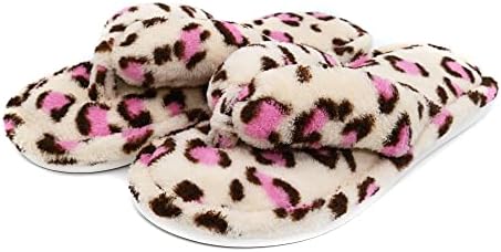 Onmygogo Indoor Slippers for Women Open Toe with Memory Foam, Soft Faux Fur Nonslip House Slippers by Onmygogo