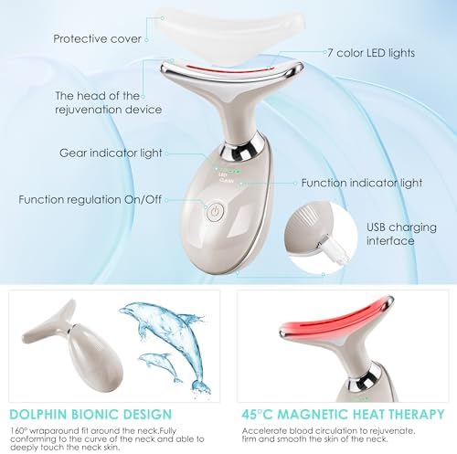 Facial Massager Red-Light-Therapy-for-Face and Neck, Face  culpting Wand with 7 Color (Champagne) - Image 5