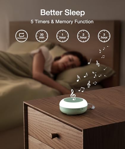 Portable Sound Machine,LEICEX White Noise Machine,33 Soothing Sound 10 Colors Night Light Sleep Machine for Baby Kids,Timer and Memory, Travel Sound Machine for Sleep Office Privacy Travel(Mint) - Image 5
