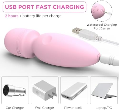 Fuwyiy Mini Massager Tools,Small Waterproof Cordless Handheld Massager with 10 Vibration Modes, Personal Handheld Massager for Back(Pink) - Image 3