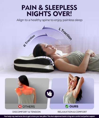 Osteo Zoned Contour Cervical Neck Pillow for Deeper Pain Relief Sleep, Q-max 3X Cooling Pillow with Non-Temperature Affected Memory Foam, Ergonomic Support Pillows for Back Stomach Side Sleeper - Image 2