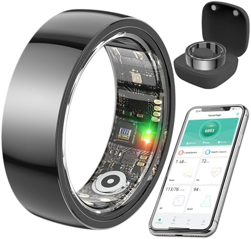 Smart Health Ring,Fitness Rings Tracker with Blood Pressure Monitor Heart Rate Blood Oxygen Sleep Monitor IP68 Waterproof Step Counter Calorie Tracker Health Rings for Women Men Android iOS Phones by Unknown