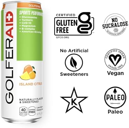 GOLFERAID Performance Blend, Up Your Golf Game, No Caffeine, Glucosamine, Turmeric, MSM, CoQ10, B-Complex,BCAAs and Electrolytes, 45 Calories, 100% Clean, Paleo, Vegan, 12-oz. cans (Pack of 4) - Image 3