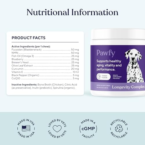 Pawfy NMN Longevity Chews for Dogs with Fucoidan & CoQ10-30 Chews - Image 3