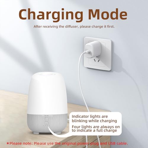 SEEDSEEL 150ML Rechargeable Battery Operated Essential Oil Diffuser, Portable Cordless Aromatherapy Diffuser,7-Hour Runtime with 7 LED Color Changing Lights for Home, Office, Bathroom, Travel - Image 3