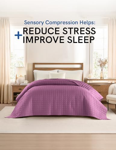 YnM Exclusive Cooling Weighted Blanket, Smallest Compartments with Glass Beads, Bed Blanket for One Person of 140lbs, Ideal for Twin/Full Bed (48x72 Inches, Pounds, Fuchsia) - Image 2