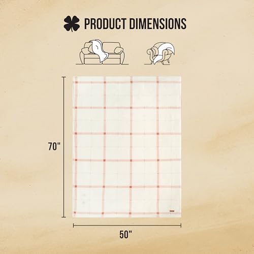 Lucky Brand Palmdale White with Red Plaid 50"x70" Cozy Plush Blanket - Premium Microfiber Throw for Luxurious Comfort - Image 2
