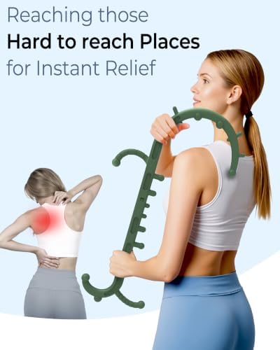 Back and Neck Massager for Pain Relief Deep Tissue, Upgraded Full Body Trigger Point Cane Massage Tools, Therapy Massage Stick Pressure Point Hook, Muscle Knot Remover Tool (Green) - Image 3