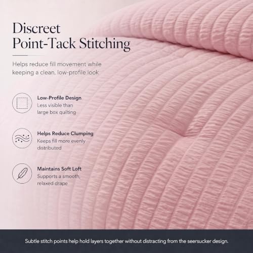 CozyLux Queen Comforter Set, 7 Pieces Pink Seersucker Bed in a Bag - Image 4