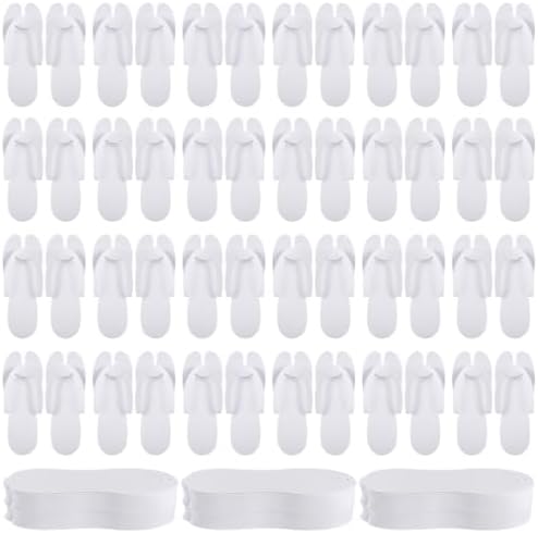 Disposable Pedicure Flip Flops Slippers Bulk,White EVA Flip-Flops Kit,SPA Pedicure Slippers for Adult,Lightweight and Easy to Wear,Ideal for Nail Salons,Hotels,Travel,Home,Party by TIMCORR