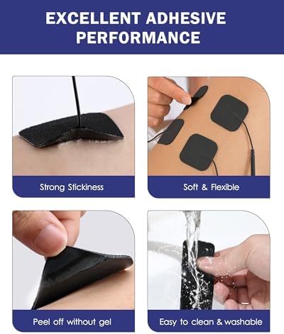 TENS Unit Replacement Pads, Nursal Reusable Self-Adhesive Electrodes Pads 20 Packs 2x2” 2x4”, Latex Free Pigtail TENS Pads, Compatible with TENS 7000, AUVON TENS, Etekcity, Nicwell Care Tens - Image 4