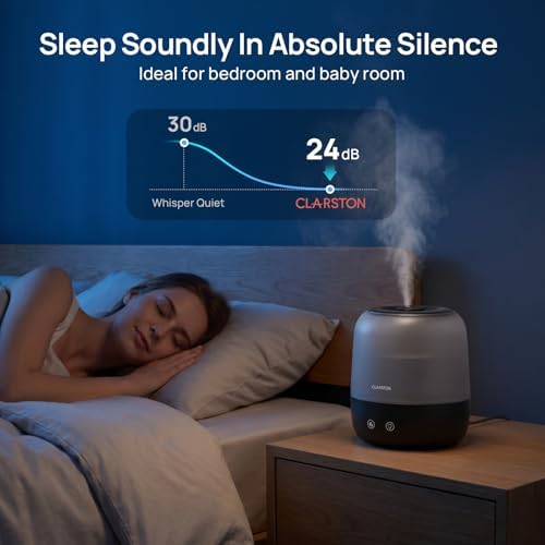 Clarston Humidifiers for Bedroom, 2L Cool Mist Humidifier, 24dB Quiet Sleep - Image 5