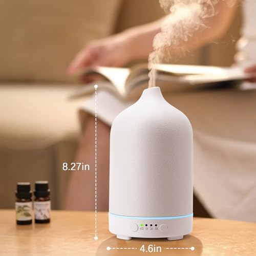 Diffuserlove Ceramic Diffuser 250ML Essential Oil Diffusers Aromatherapy Essential Oil Diffuser for Room Air Diffuser for Home Bedroom Stone Diffuser (White Big Size 250ml) - Image 5