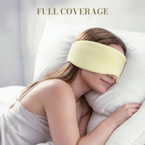Sleep Mask for Women Men, Reversible Eye Mask Sleeping with Cozy & Cooling Sides, Adjustable Velcro Band, Blackout Face-Hugging Padded Eye Cover for Sleeping Travel Office, Cyan/Yellow - Image 5